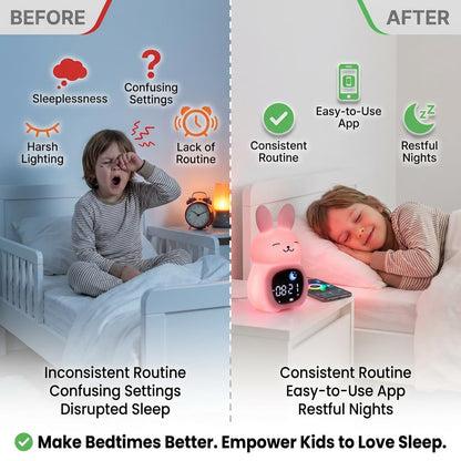 Bumble & Bright Kids Sleep Trainer with App Control - OK to Wake Clock for Kids Ages 4+, Color-Changing Night Light, Alarm & Sound Machine, Simple 1-Routine Setup, Free App, USB-C
