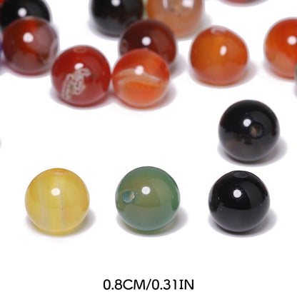 8mm Natural Multicolor Agate Beads for Jewelry Making Round Loose Gemstone Stones 1 Strand 15 Inch (About 45-48 pcs)
