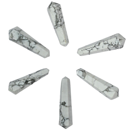 Amazing Gemstone Howlite Crystal Points Bulk Healing Crystals - Pack of 3 Double Terminated Healing Wand Point Bulk Crystals for Crafts, Crystal Grid, DIY Work - Premium Crystals for Beginners Gifts