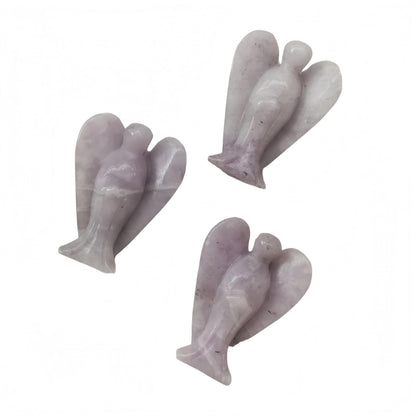 Afucats Natural Purple Lepidolite Healing Guardian Angel Indoor Decorative Stone,1.5 Inches Carving Pocket Palm Statue,Gift for Her Christmas Décor