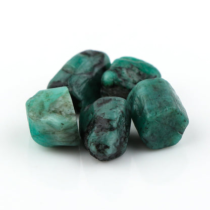 CRYSTALINES 5pcs Wholesale Natural Raw Emerald Gemstone, Untreared Rough Stones, Bulk Loose Supplies, DIY Jewelry Making, Gem Collection, Chakra Healing Crystals, May Birthstone