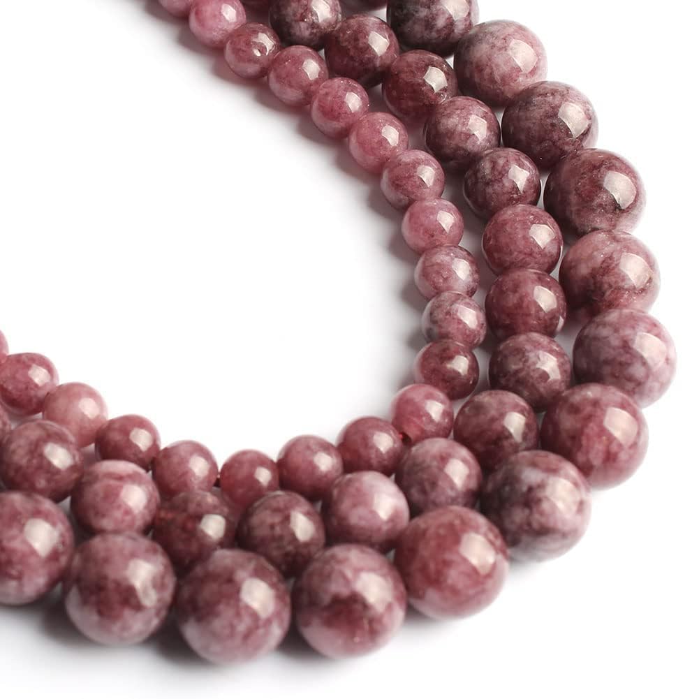 Yochus 45pcs Lepidolite Stone Beads，8mm Healing Power Natural Stone Round Loose Beads for Jewelry Making Earring Necklace DIY Crafts