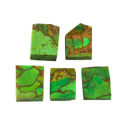CRYSTALINES 5pcs, Genuine Raw Green Copper Turquoise Gemstone, Wholesale Rough Stones, DIY Craft-Jewelry Making, Bulk Gems Loose Supplies, Healing Crystals, Birthstone, Gem Collection, AAA Grade