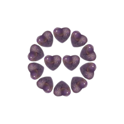 Yochus 5pcs Purple Quartz Natural Heart Stone Beads，12mm Healing Energy Gemstone for Jewelry Making Earring Necklace DIY