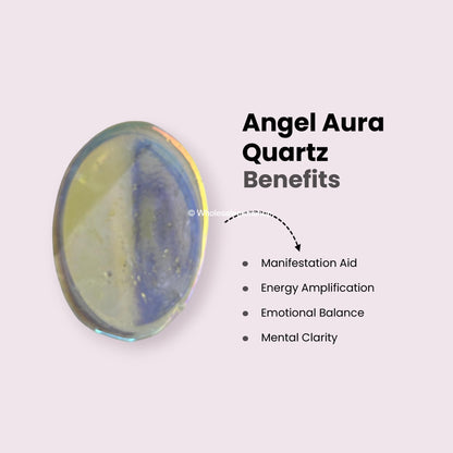 Angel Aura Quartz Thumb Worry Stones Metaphysical Gemstone Crystal Healing Reiki Men Women Gift FENG Shui Positive Energy Love Wellness Palm Stones Wicca Powerful