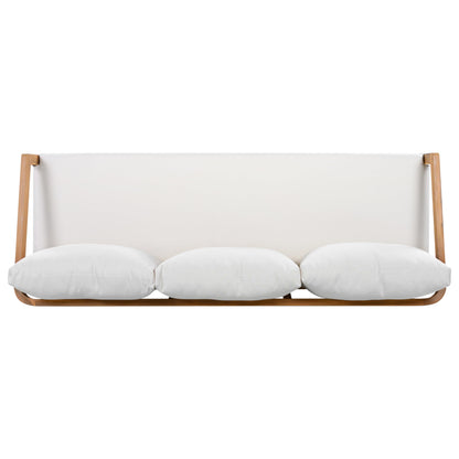 Christopher Knight Home Sures Acacia Wood Outdoor 3 Seater Sofa with Cushion, Solid Wood Patio Sofa with Removable Cushion, Comfy Lounge Sofa for Patio Furniture Set, Natural+Beige