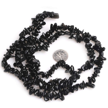 HAAMIIQII 5-8mm Natural Black Agate Chips Beads Irregular Chip Stone Loose Gemstone Beads for Jewelry Making Strand 30 Inch