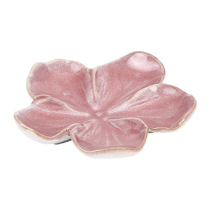 EVERJOYCRAFT Ceramic Jewelry Dish Tray Small Trinket Tray Aesthetic Nightstand Room Decor Ring Holder Flower Shape Elegant Jewlery Plate Bowl for Christmas Birthday Gifts for Women (Dark Salmon)