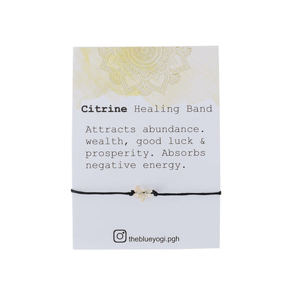 The Blue Yogi Healing band -2 in 1 protection Bracelet/Anklet with an affirmation- Tie Closure (Citrine)