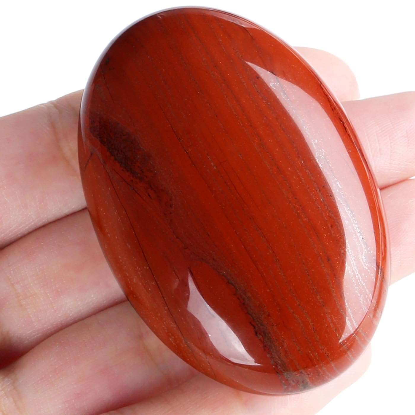 MAIBAOTA 2.4" Large Red Jasper Crystals Stone Polished Palm Stone Healing Crystals 0.7" Thick Natural Reiki Gemstone Worry Stone Energy Balancing Anxiety Stress Relief Meditation 1 Pc