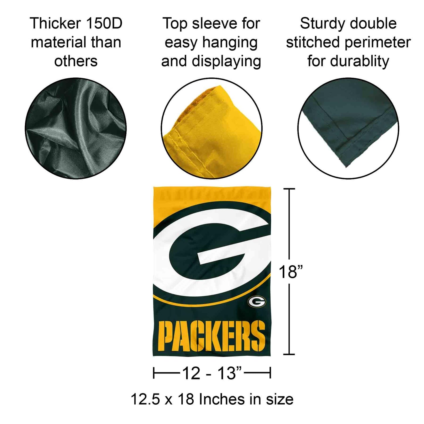 Green Bay Packers Large Logo Double Sided Garden Banner Flag
