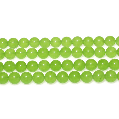 MJDCB Stone Beads 8mm 43pcs Round Fruit Green Jade Loose Gemstone Bead Charms for Jewelry Making Bracelet Necklace Earring Pendant