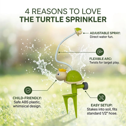 Blidinner Spinning Green Turtle Kids Sprinkler Toy - Outdoor Summer Toys Splashing Fun, Sprays Up to 8ft High, Attaches to Garden Hose, Kids Sprinklers for Yard, Ideal for Boys Girls Ages1-3 3-5 4-8