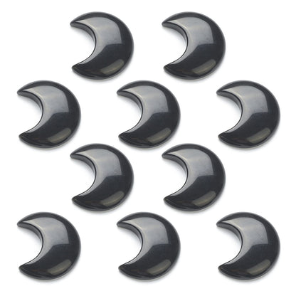 SUPERFINDINGS 10Pcs Natural Obsidian Cabochons Crescent Moon Black Gemstone Healing Crescent New Carved Stones Crystal Worry Stones for Jewelry Making Meditation Balancing Pendant Decor
