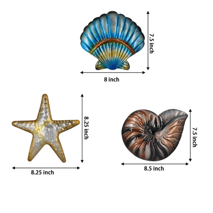 TERKEPT Metal Ocean Wall Sculptures Outdoor Metal Sea Star Conch Wall Art Decor Pool Garden Patio Bathroom Yard Farmhouse Fence Deck