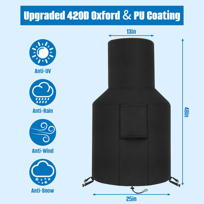 SIRUITON Patio Chiminea Cover - Durable, Weather-Proof Chimineas Fire Pit Cover , Heavy Duty 420D Oxford Water-Resistant chiminea outdoor fireplace Covers