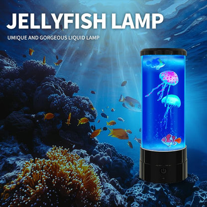 FineLiMoLa Jellyfish Lamp 12"-Black Minimalist Cylinder Table Lamp with 2 Large Jellyfish & 2 Fish,16 Color Changing LED,USB Powered,Remote Control,Jellyfish Light Lamp for Kids Christmas Gift