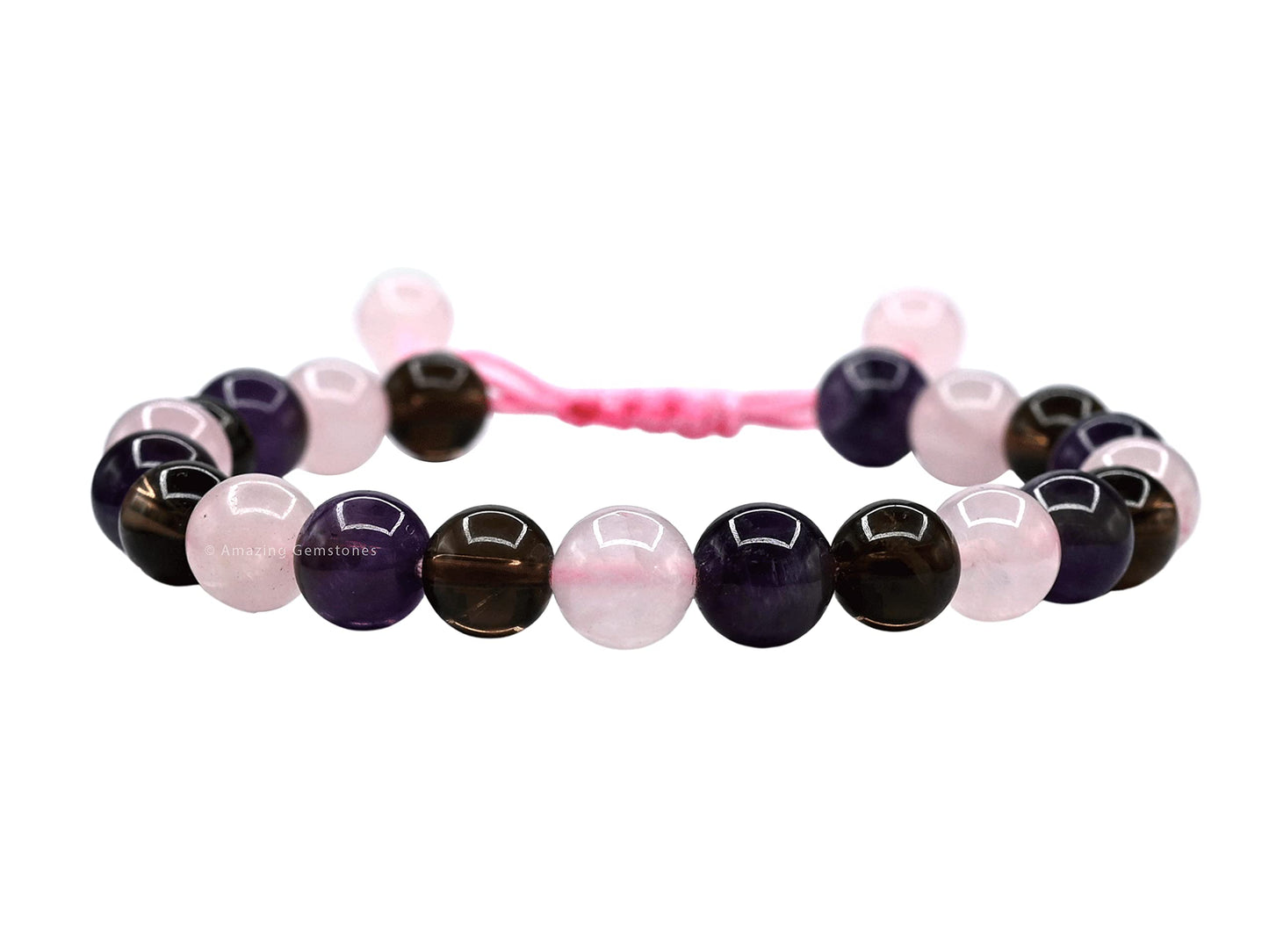 Amazing Gemstone Bracelet for Sleep Manifestation - Rose Quartz Smoky Quartz Amethyst Bracelet Set - Healing Calming Anxiety Stress Relief Gifts Pulseras Para Hombres Mujer Stocking Stuffers