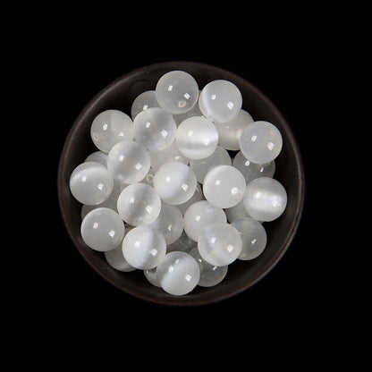 126Pcs 6mm Natural Moroccan Selenite Beads - Round Healing Crystal Beads for Jewelry Making Chakra Balancing Positive Reiki Energy Stone
