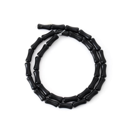 5x12mm Natural Black Agate Stone Bamboo Shape Gem Healing Energy Loose Spacer Beads for DIY Necklace Bracelet Earring