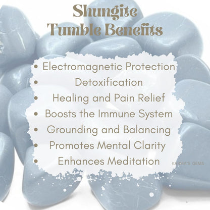 Karma Gems Shungite Tumbled Stones Natural Crystal Kit for Reiki Healing Crystal Polished, Tumble Stones, Chakra Balancing, Reiki Gift, Home Decor (15-25 MM)
