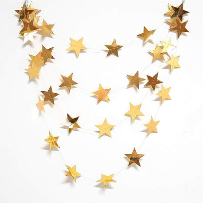 Decor365 Gold Moon Star Garland Ramadan Decorations Twinkle Little Star Two the Moon Birthday Party Decoration Whimsical Decor Starry New Year Eve Banner Hanging Stars Baby Shower EID Muburak Decor