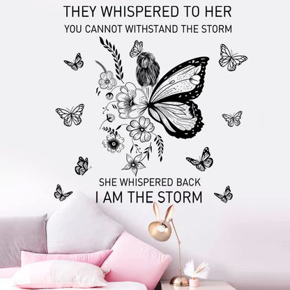 Inspirational Wall Art Positive Quotes Wall Decor Motivational Wall Decals Saying Quotes Wall Stickers Peel and Sticker Wall Decoration Flower Vine Butterfly Wall Sticker for Bedroom Living Room Home Office.