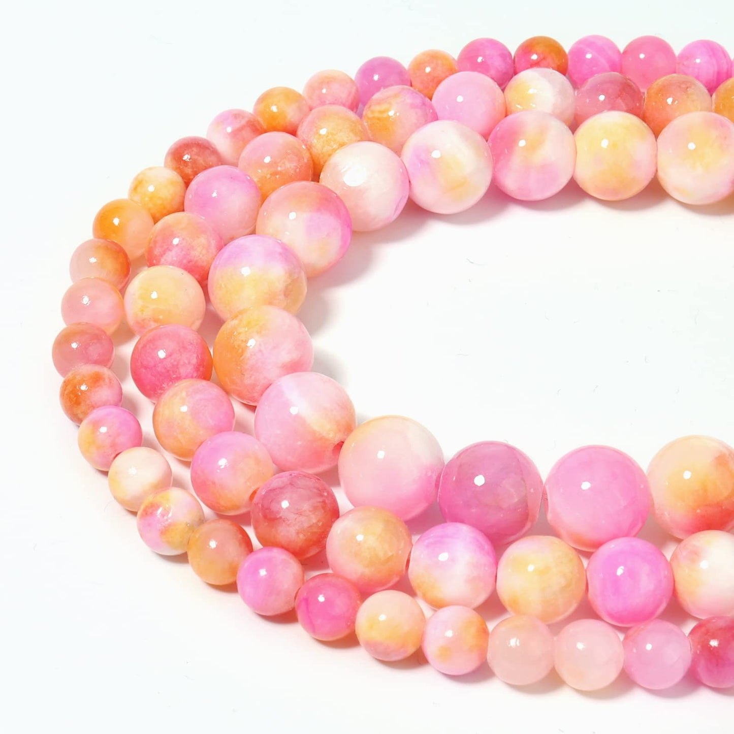 35pcs 10mm Natural Stone Beads Pink Yellow Persian Jade Beads Energy Crystal Healing Power Gemstone for Jewelry Making, DIY Bracelet Necklace