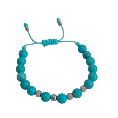 Sabeli Handmade Bracelets Real Natural Stones Healing Protection Focus 8mm Bead Adjustable Macrame Women Men Gemstone Gift (Turquoise)