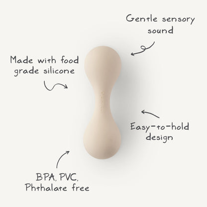mushie Silicone Baby Shaker Rattle Toy | Ages 3+ Months (Shifting Sand)