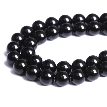 6mm 66pcs Natural Black Agates Onyx Stone Beads Smooth Round Loose Spacer Beads for Jewelry Making DIY Bracelets 15"