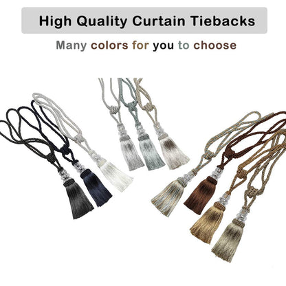 BEL AVENIR 4 Pack Curtain Hand-Woven Tiebacks Crystal Holdbacks Home Decorative Tassels (Golden, 4 Pack)