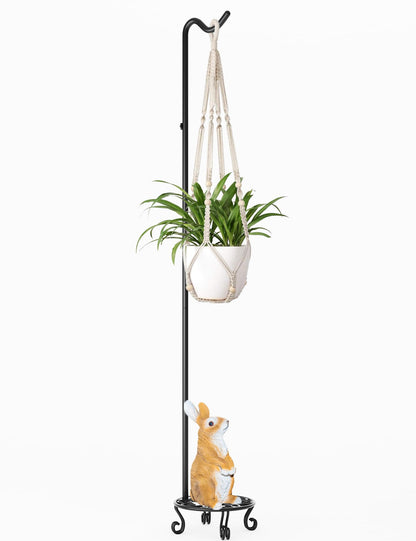 iLTreFlo 75'' Tall Shepherd's Hook with Heavy Duty Base,Adjustable Height 28 to 74 Inches, Stable Outdoor Garden Hook for Hanging Planters, Bird Feeders, Wind Chimes, Lanterns, Indoor & Outdoor Decor