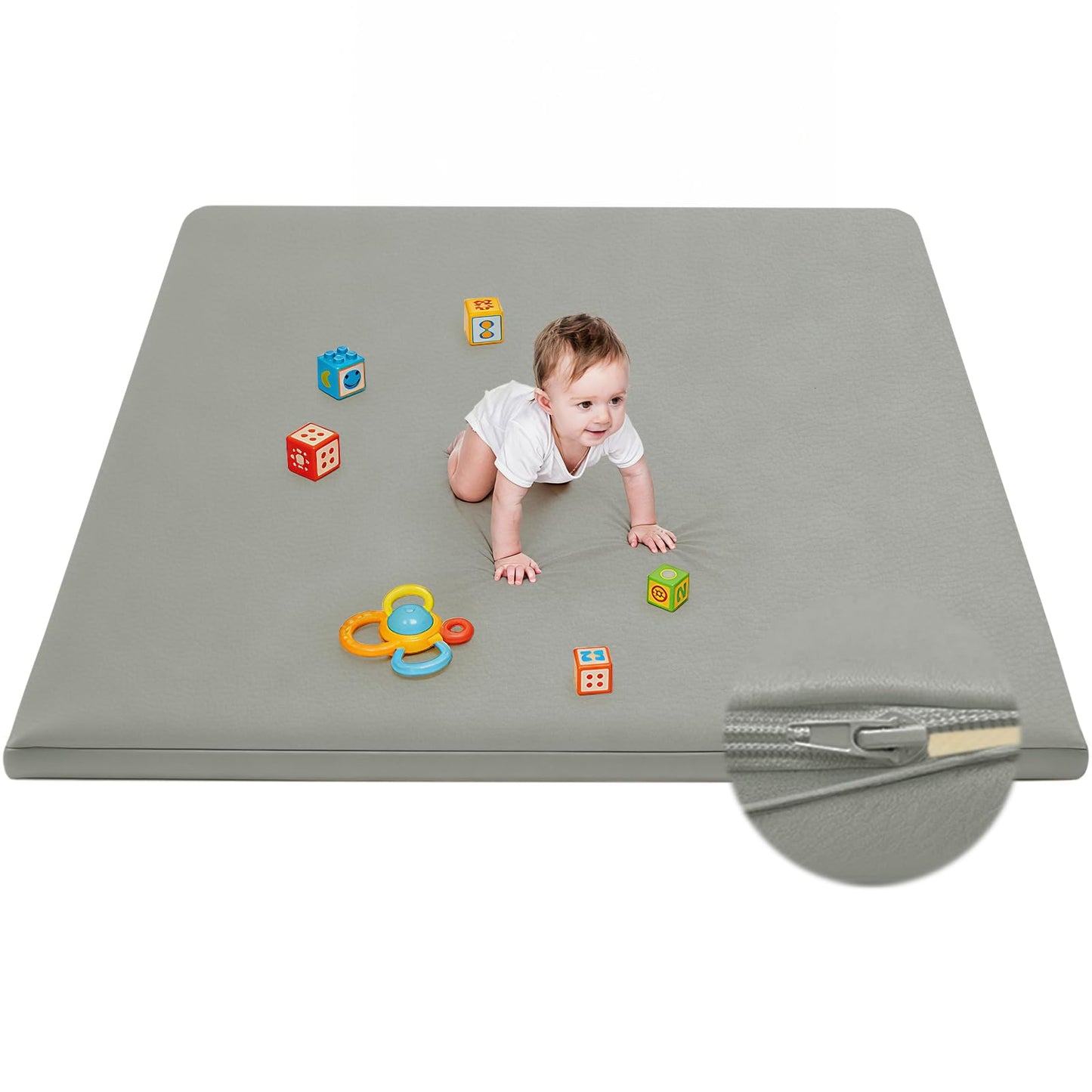 ILPEOD Waterproof Baby Play Mat for Floor Memory Foam 71 * 79 Cushion Playpen Playmat Tummy Time Crawling Mat Nursery Rug Thick Pad Create Soft & Safe Area for Infants,Toddler,Kids,Grey