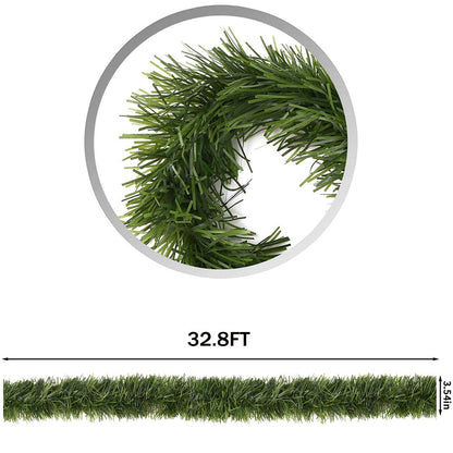 CCINEE 33ft Artificial Pine Garland, Green with, Perfect for Christmas Decor, Home Decor, Wedding, and More