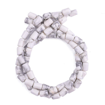 BEADIA Natural White Howlite Cylinder Stone Loose Semi Gemstone Beads for Jewelry Making 10mmx14mm 38cm