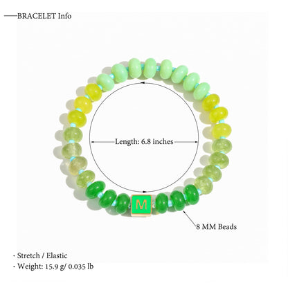 SLYAIH Colorful Beaded Initial Bracelets for Women Boho Crystal Beaded Elastic Stretch Bracelet A-Z Letter Bracelet Handmade Jewelry Gifts for Women