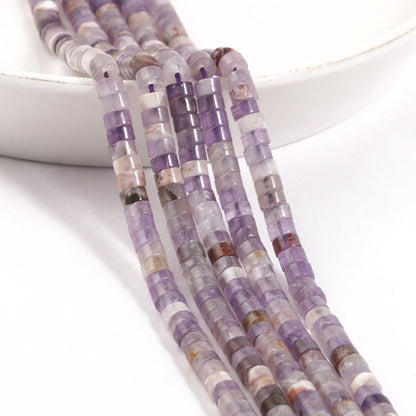 NITOPUPU 150Pcs 4×2mm Natural Amethyst Spacer Stone Beads for Jewelry Making Supplies, Loose Semi Flat Round Gemstone Tube Beads for Bracelets DIY Crafts