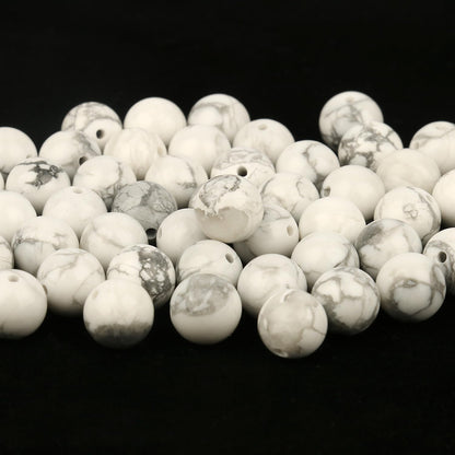 About 60pcs 6mm Natural Stone Beads White Howlite Beads Crystal Gemstone for Jewelry Making, DIY Bracelet Necklace