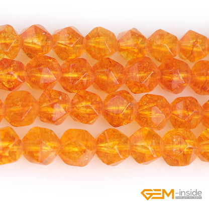GEM-Inside 8MM Faceted Dyed Citrine Crystal Beads for Cambay Agate Beads for Jewelry Making Beads Gemstone Gem Loose Beads Findings Accessories Strand 15 Inches