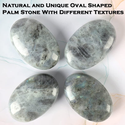 CASMON White Moonstone Oval Palm Stones, Pocket Worry Stone for Anxiety Stress Relief Therapy, Natural Polished Energy Stone Healing Crystal (1PC)