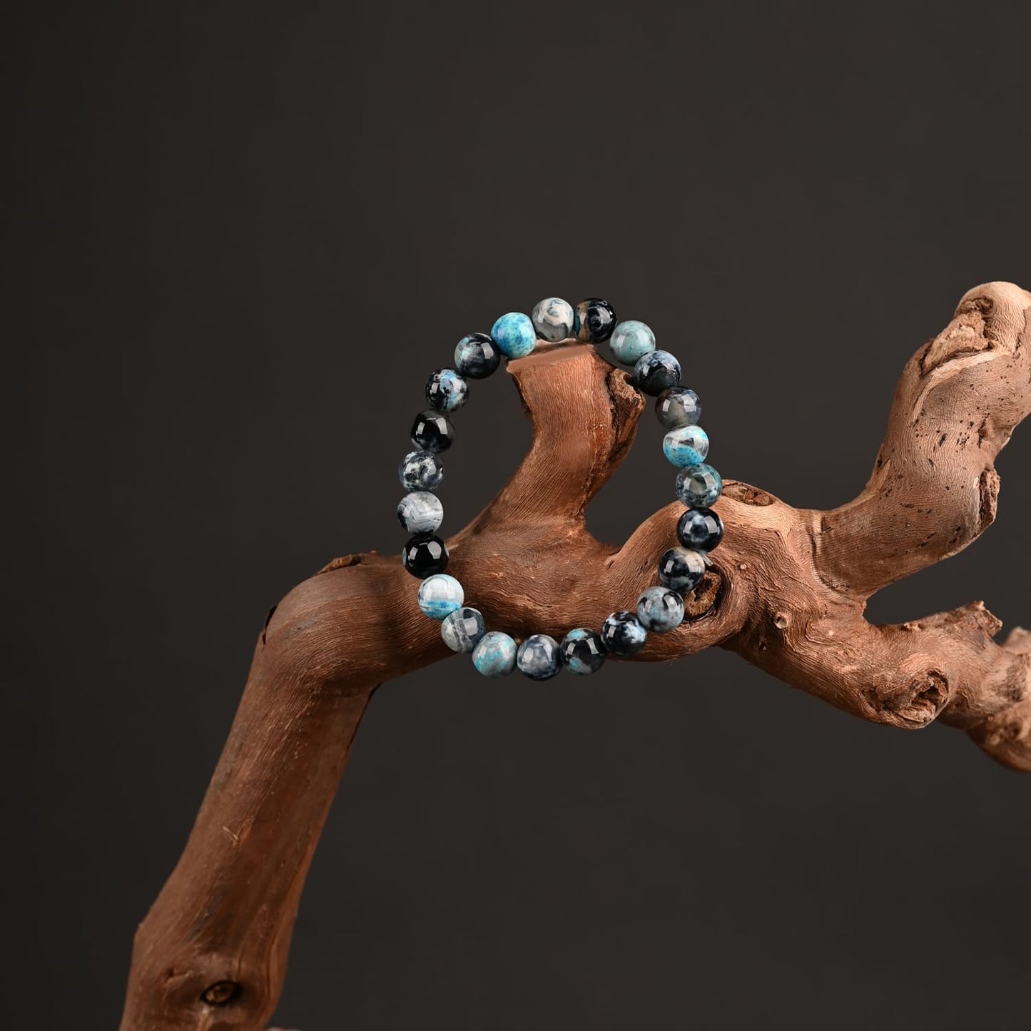 PZTIIY Crystal Bracelet - Natural Energy Crystal Bracelet for Men and Women (ZLY-Lake blue agate)