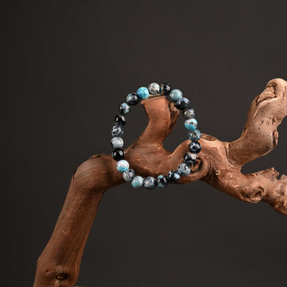 PZTIIY Crystal Bracelet - Natural Energy Crystal Bracelet for Men and Women (ZLY-Lake blue agate)