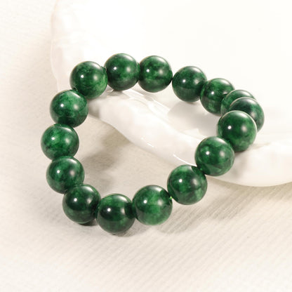 Handmade Natural Jade Beaded Bracelet for Women & Men – Genuine Green/White Jade Gemstone Stretch Bracelet – Lucky Energy Healing Jewelry Gift for Peace, Prosperity & Protection 1KHJ