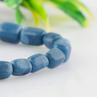 CRYSTALINES Round Beads Stretchable Unisex Bracelet, Natural Blue Opal Gemstone, Stretch Jewelry for Men Women, Healing Bracelets, Handmade, Chakra Stones, Healing Bracelet, Birthstone