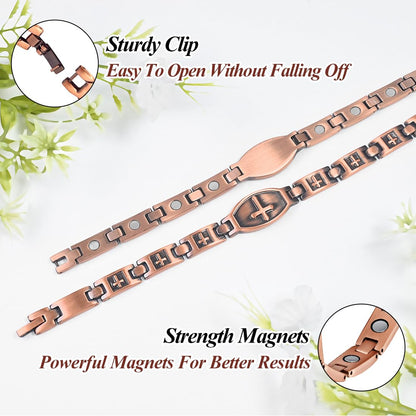 Vicmag Copper Magnetic Bracelet for Women 99.9% Solid Pure Copper Strong Magnets Jewelry Gift Adjustable Length