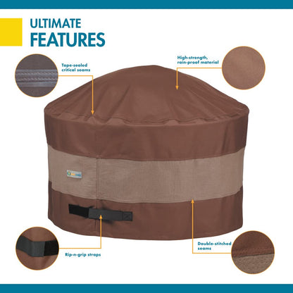 DUCKCOVERS UFPR5024 Ultimate Waterproof Round Fire Pit Cover, 48"DIA x 24"H, Mocha Cappuccino, Patio Furniture Covers