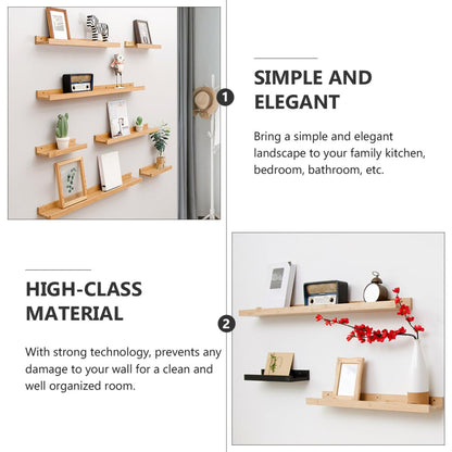 jojofuny Wooden Wall Mounted Shelf 40x14cm Entryway Accessory Sundries Storage Rack Floating Wall Shelf for Living Room Home Organization