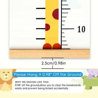 Mibote Baby Growth Height Chart Handing Ruler Wall Decor for Kids, Canvas Removable Height Growth Chart 79" x 7.9" (Giraffe)