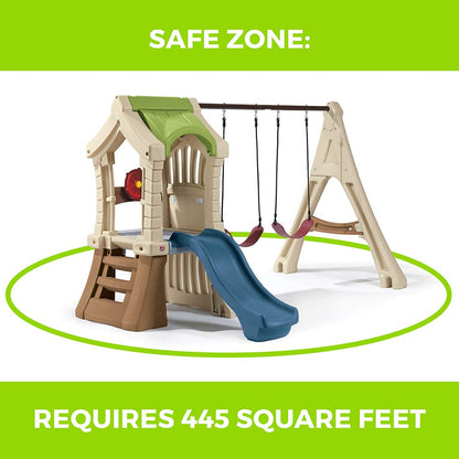 Step2 Play Up Gym Set for Kids, Outdoor Swing Set, Backyard Slide, Swings, Playhouse, & Crawl Space, Two Tier, Easy Set Up, Toddlers Ages 3-6 Years Old